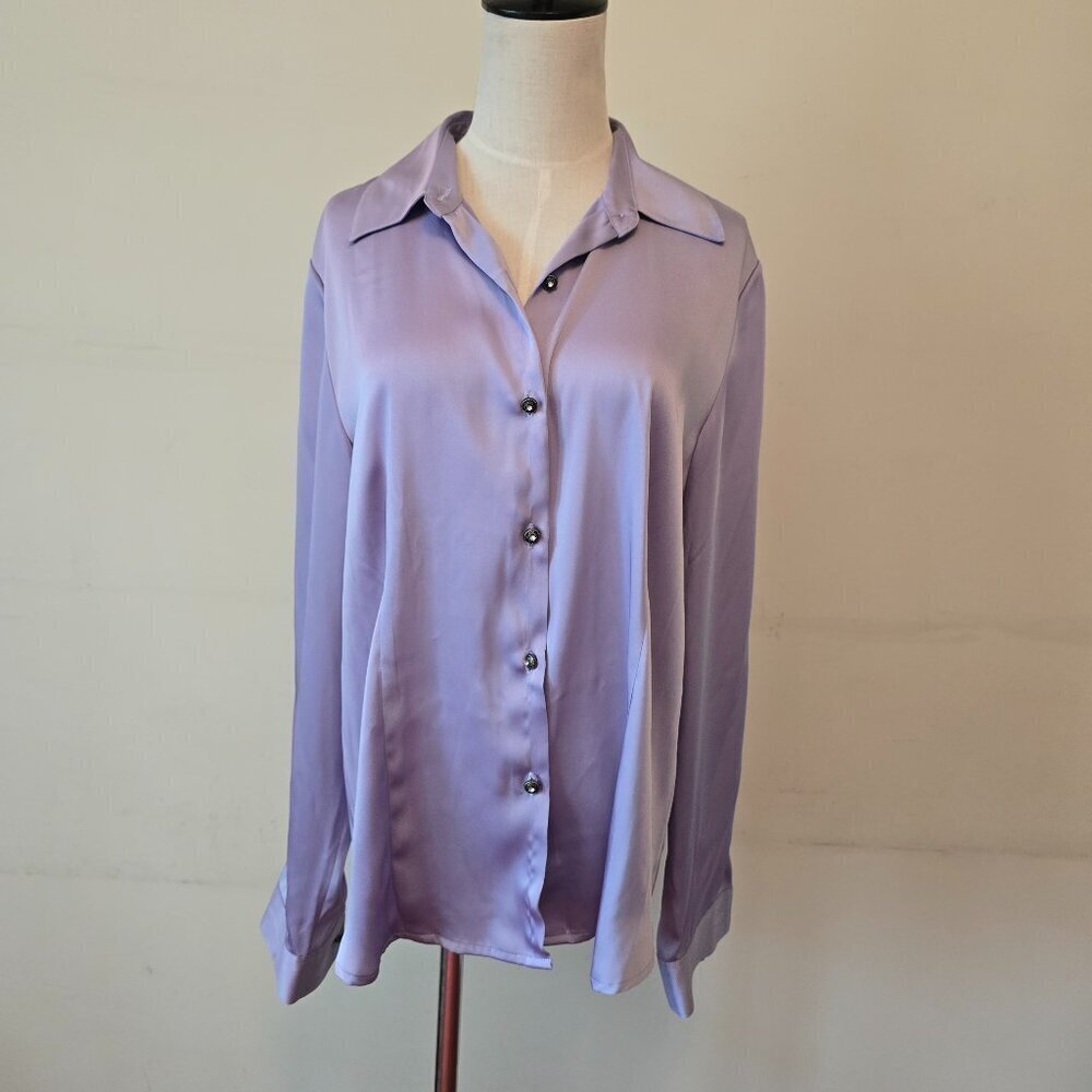 Koret - Satin-y Light Purple Blouse with Ornate Buttons